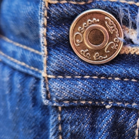 Vintage Oscar De La Renta Denim Skirt/ High‎ Waist Dark Wash Jean Skirt - Picture 8 of 9